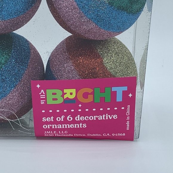Glitter Ball Striped Christmas Tree Ornaments Multi-color - Picture 5 of 13